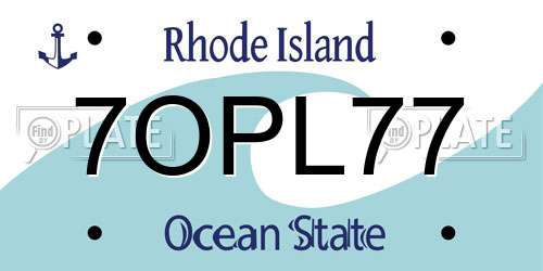 7OPL77 Rhode Island License Plate