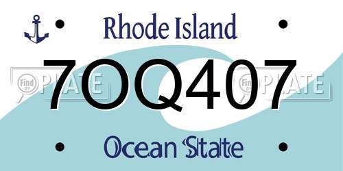 7OQ407 Rhode Island License Plate
