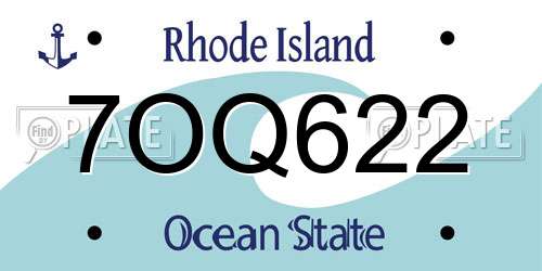 7OQ622 Rhode Island License Plate