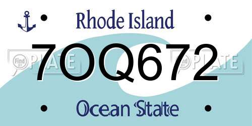 7OQ672 Rhode Island License Plate