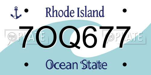 7OQ677 Rhode Island License Plate