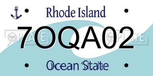 7OQA02 Rhode Island License Plate