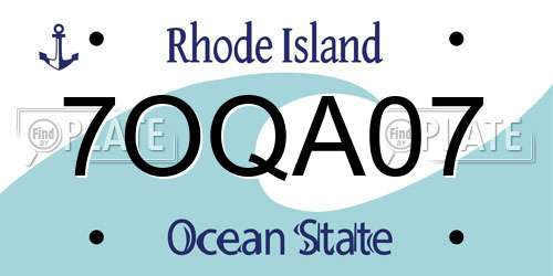 7OQA07 Rhode Island License Plate