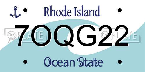 7OQG22 Rhode Island License Plate
