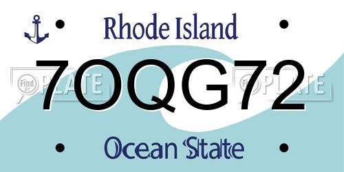 7OQG72 Rhode Island License Plate