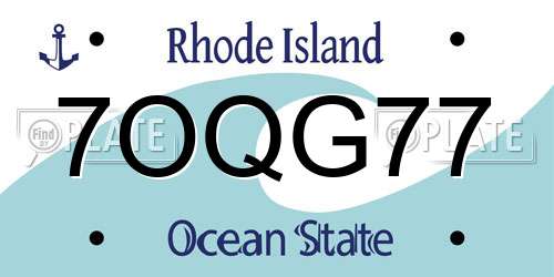 7OQG77 Rhode Island License Plate