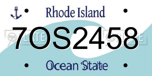 7OS2458 Rhode Island License Plate