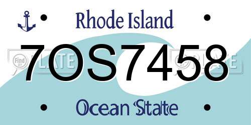 7OS7458 Rhode Island License Plate
