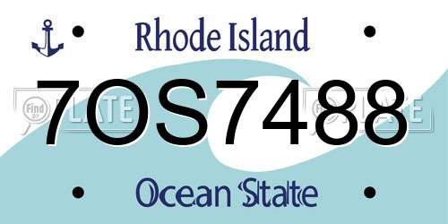 7OS7488 Rhode Island License Plate
