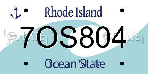 7OS804 Rhode Island License Plate