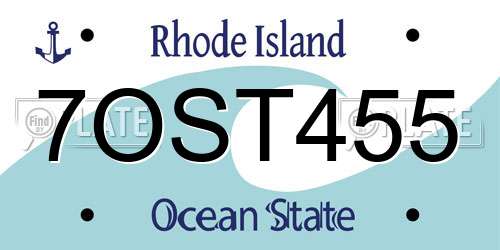 7OST455 Rhode Island License Plate