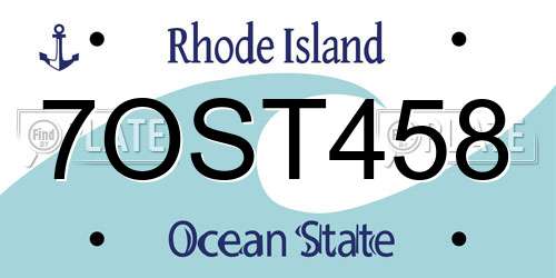 7OST458 Rhode Island License Plate