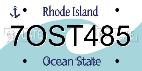 7OST485 Rhode Island License Plate