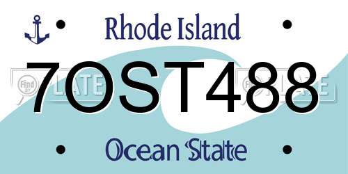 7OST488 Rhode Island License Plate