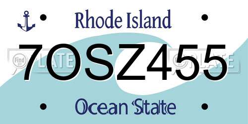 7OSZ455 Rhode Island License Plate