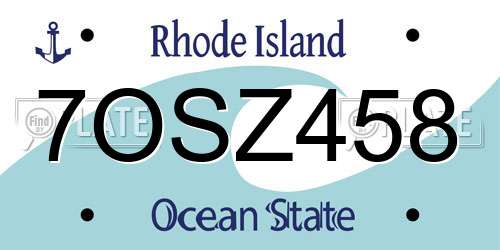 7OSZ458 Rhode Island License Plate
