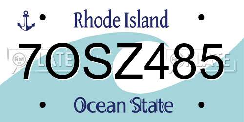 7OSZ485 Rhode Island License Plate