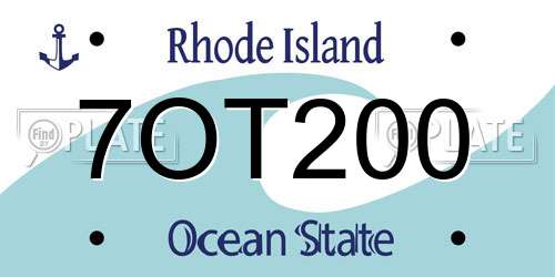 7OT200 Rhode Island License Plate
