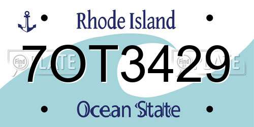 7OT3429 Rhode Island License Plate