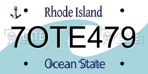 7OTE479 Rhode Island License Plate