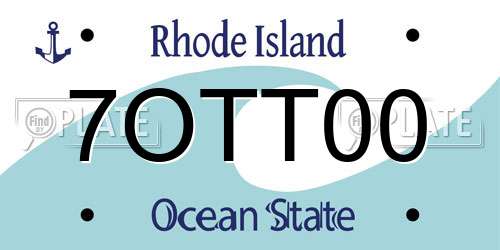 7OTT00 Rhode Island License Plate