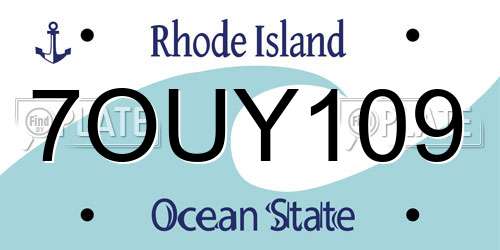 7OUY109 Rhode Island License Plate