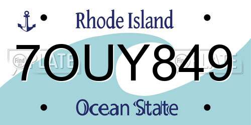 7OUY849 Rhode Island License Plate