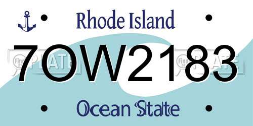 7OW2183 Rhode Island License Plate