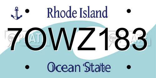 7OWZ183 Rhode Island License Plate
