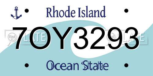 7OY3293 Rhode Island License Plate