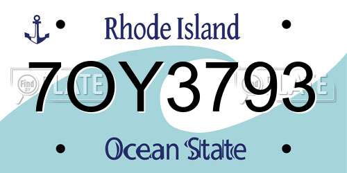 7OY3793 Rhode Island License Plate