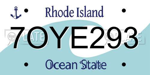 7OYE293 Rhode Island License Plate