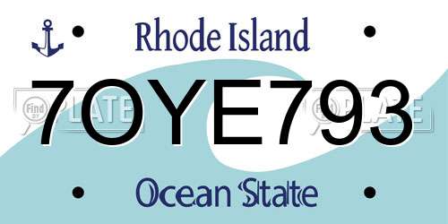 7OYE793 Rhode Island License Plate