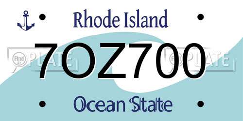7OZ700 Rhode Island License Plate