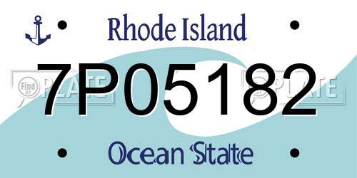 7P05182 Rhode Island License Plate