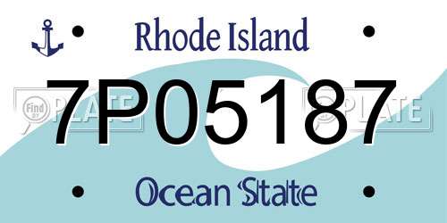 7P05187 Rhode Island License Plate