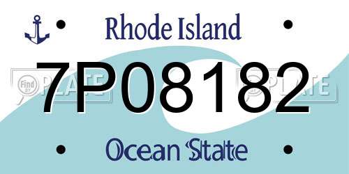 7P08182 Rhode Island License Plate