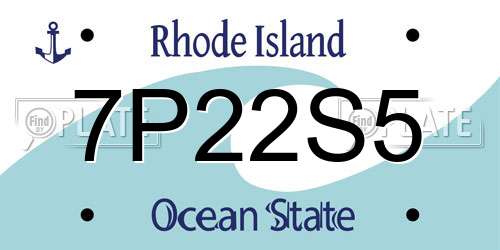 7P22S5 Rhode Island License Plate