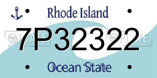 7P32322 Rhode Island License Plate