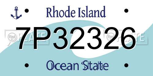 7P32326 Rhode Island License Plate