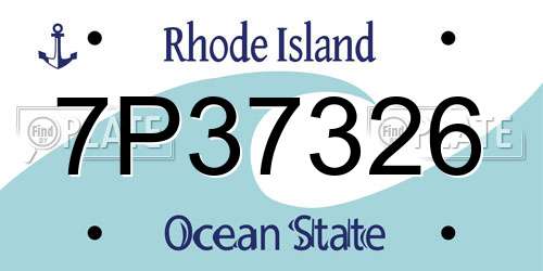 7P37326 Rhode Island License Plate