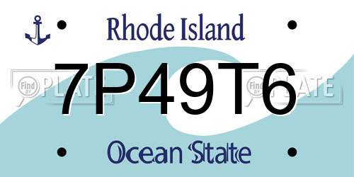 7P49T6 Rhode Island License Plate
