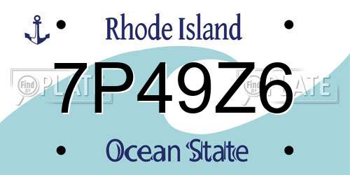 7P49Z6 Rhode Island License Plate