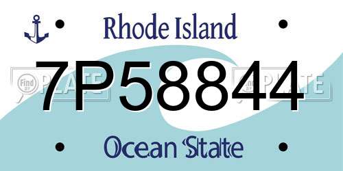 7P58844 Rhode Island License Plate
