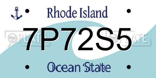 7P72S5 Rhode Island License Plate