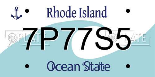 7P77S5 Rhode Island License Plate