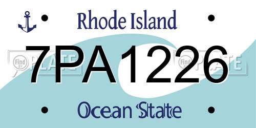 7PA1226 Rhode Island License Plate