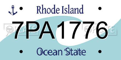 7PA1776 Rhode Island License Plate