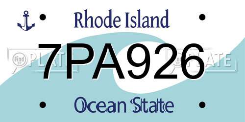 7PA926 Rhode Island License Plate