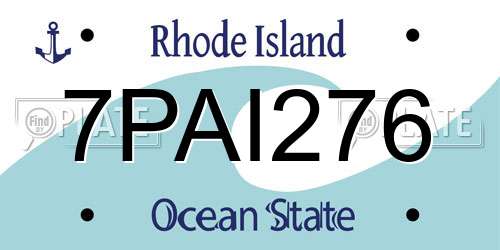 7PAI276 Rhode Island License Plate